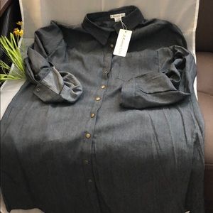 New dress buttondown snaps blue Cotton polyester